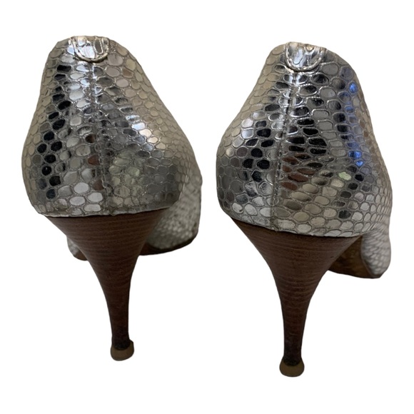 Giuseppe Zanotti Silver Python Embossed Peep Toe - Picture 9 of 13